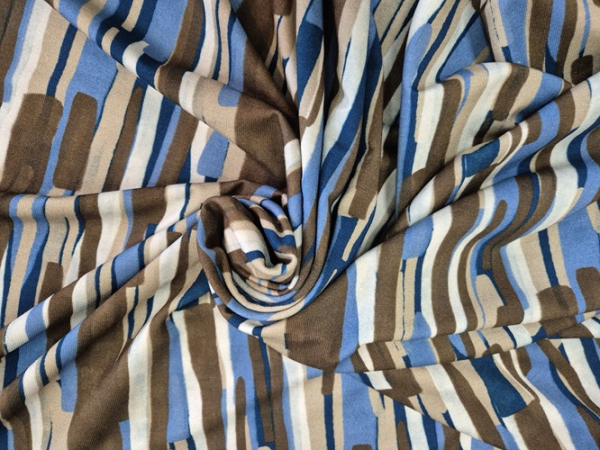 Viscose Jersey Striche braun/blau